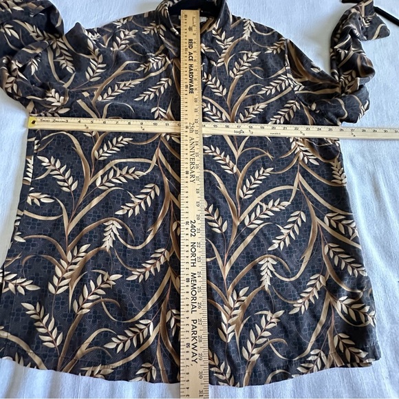 Vtg Maggie McNaughton Shirt Womens 2X 100% Silk Leaf Print Button Up Old Money - Picture 3 of 8